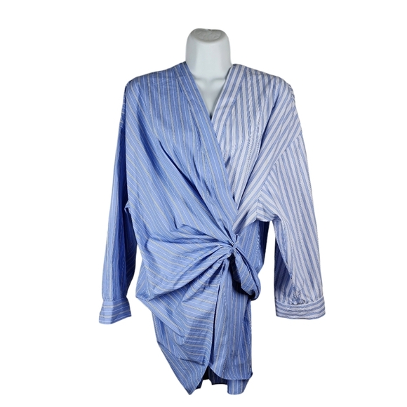 Zara Tops - ZARA POPLIN WRAP STRIPED SHIRT